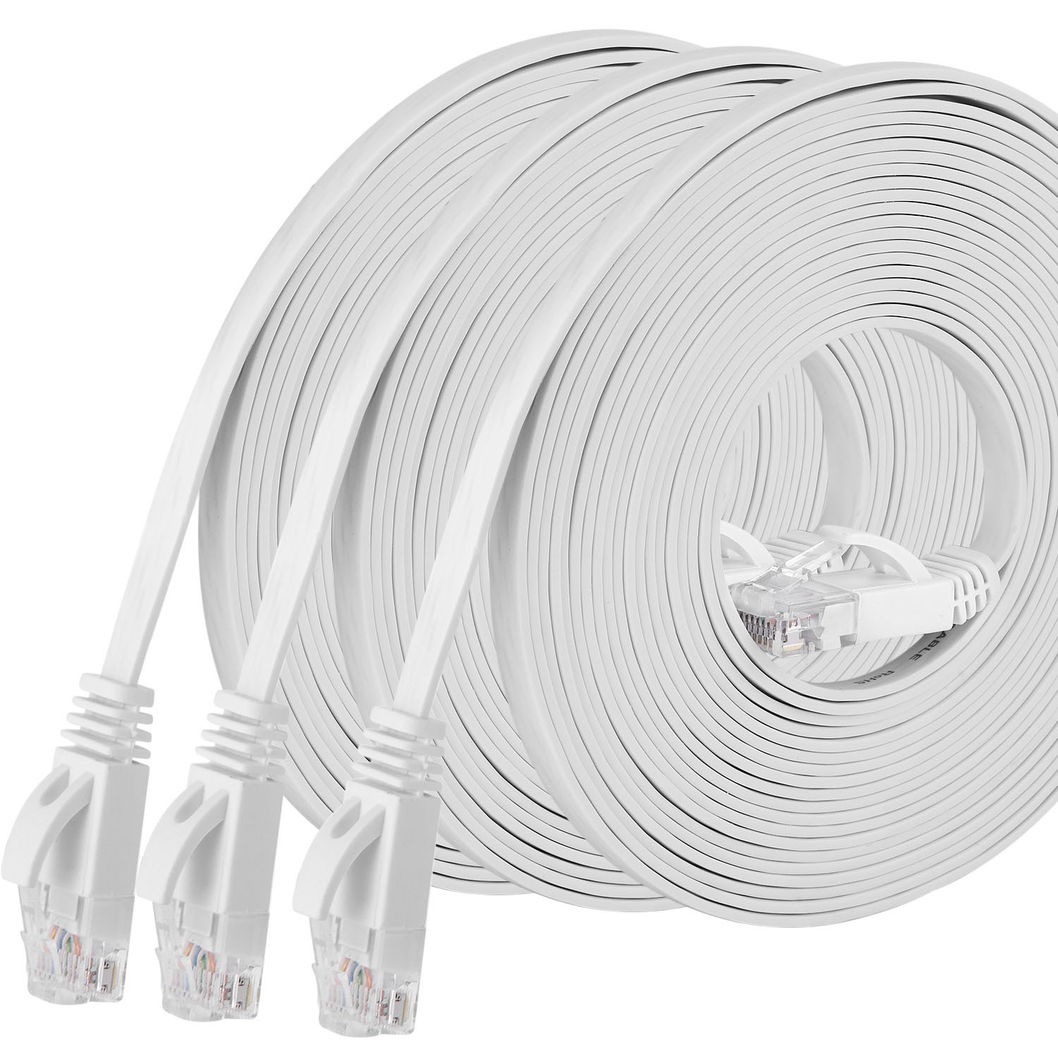 Cat6 Bare Copper Flat Ethernet Cable , 50Ft UTP Lan Cable For Ethernet