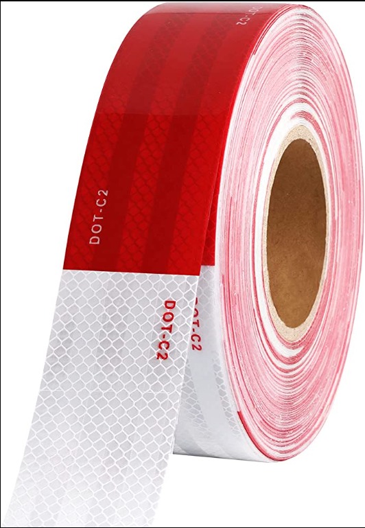 High-Quality Red and White Reflective Warning Tape for Truck, Trailers, Heavy & Long Vehicles