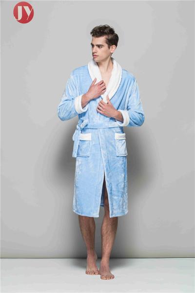 Couple Winter Sexy Soft Pink Blue Flannel Soft Bathrobe Plush Long Nightgown