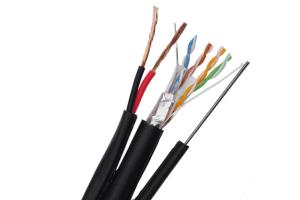China FTP CAT5E Siamese IP Camera Cable 24 AWG Bare Copper with Zinned Steel Messenger factory