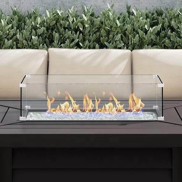 5mm 6mm 8mm Round Safety Tempered Glass Linear Fire Pit Guard Flame Protect Wind