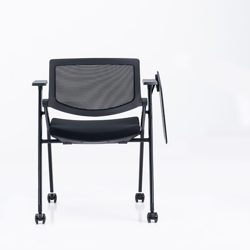 Stainless Steel Stackable Conference Tablet Chair with Fabric Padding and Writing Tablet