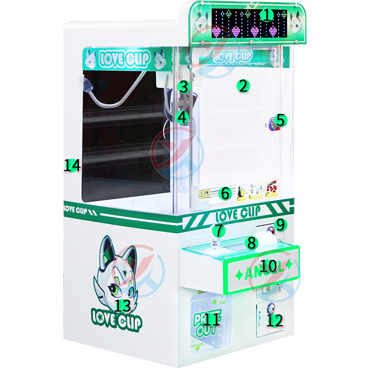 Coin-Operated LED Light Mini Claw Machine Hardware Cabinet Plush Toy Game Factory For Sale