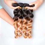 10" - 26" Brazilian Ombre Remy Human Hair Extensions Loose Wave 1B / 27 Blonde