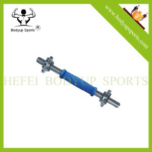 China 14&quot; Rubber Grip Chrome Solid Dumbbell Handle with Threaded Ends factory