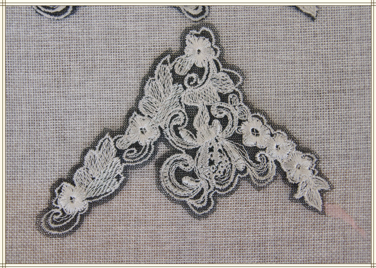 100%Polyester Embroidery Pajams Collar Lace Mesh Based Necklace Decoration