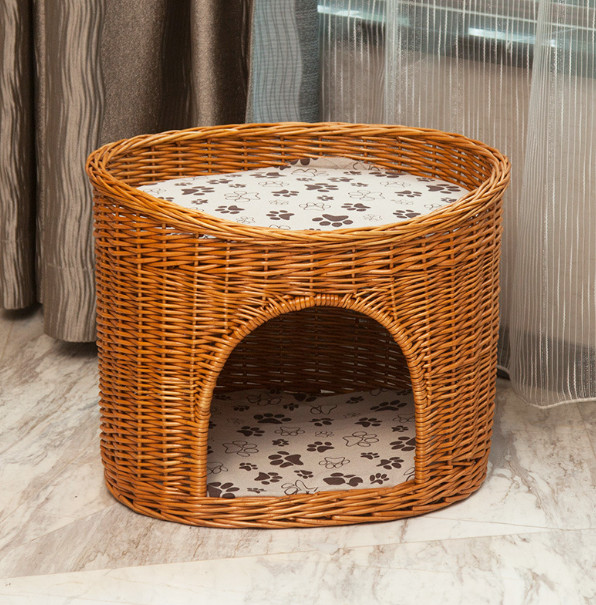 round wicker cat bed