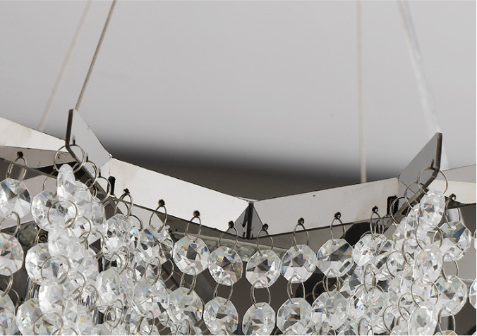 Durable LED Custom Crystal Chandeliers Stainless Steel Lamp Body K9 Primary Crystal