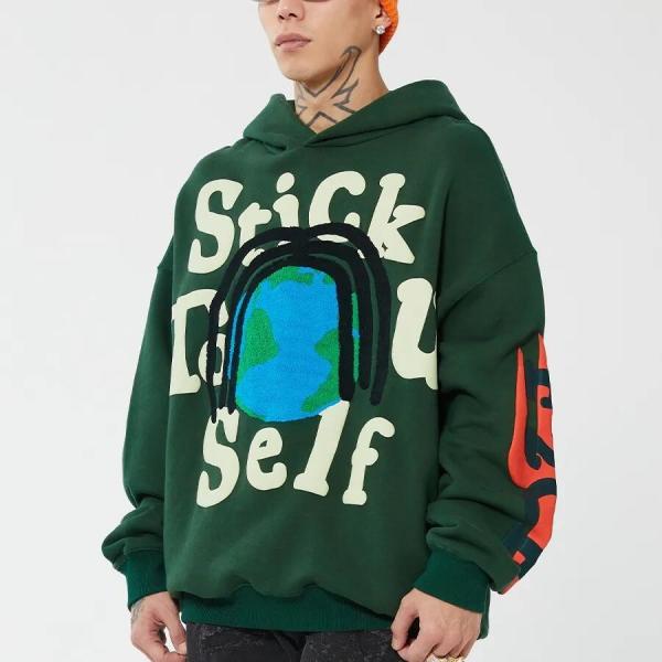 Factory Supplying Cotton Polyester Puff Print Hoodie 50 400GSM 3D Foam Print Men