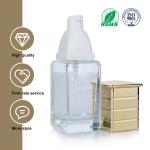 50ml Transparent Glass Clear Rectangle Bottle With White Pump For Empty Cosmetic