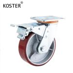 5 Inch PU Wheel Black Rubber Adjustable Industrial Heavy Duty Caster Wheel With
