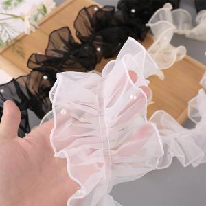 China 12cm*2m Wrinkled Edge Lace Ribbon For Flower Package And Gift Packing factory