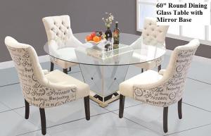 China Modern Round Mirrored Dining Table 60 Inches Tempered Glass Table Top on sale