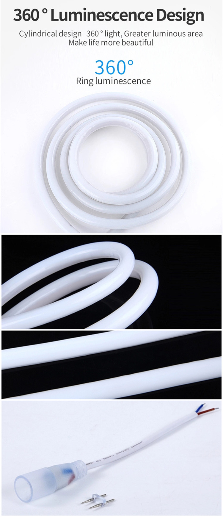 220V 110V RGB Round LED Neon Rope Tube Light 14MM 16MM 18MM 20MM 22MM 360 Degree LED Neon Flex