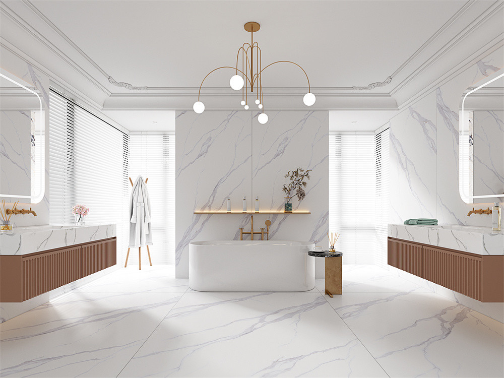 Retro Outside Floor Porcelain Rock Slabs For Rebuilding W.A 0.5% And Carrara White 1420x2700mm Porcelain Sintered Stone Slab For House