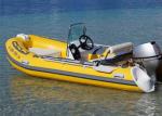 Yellow Small Rib Boat Outside PVC Layer Fiberglass Hull 390cm With Canopy
