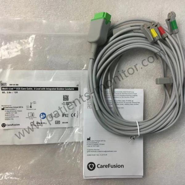 GE Care Fusion ECG Care Cable 3 Lead With Integrated Grabber Lead Wire IEC 3.6m