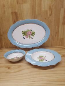 China 12PCS Oval New Bone China Dinner Set Blossom Flower For Promotion factory