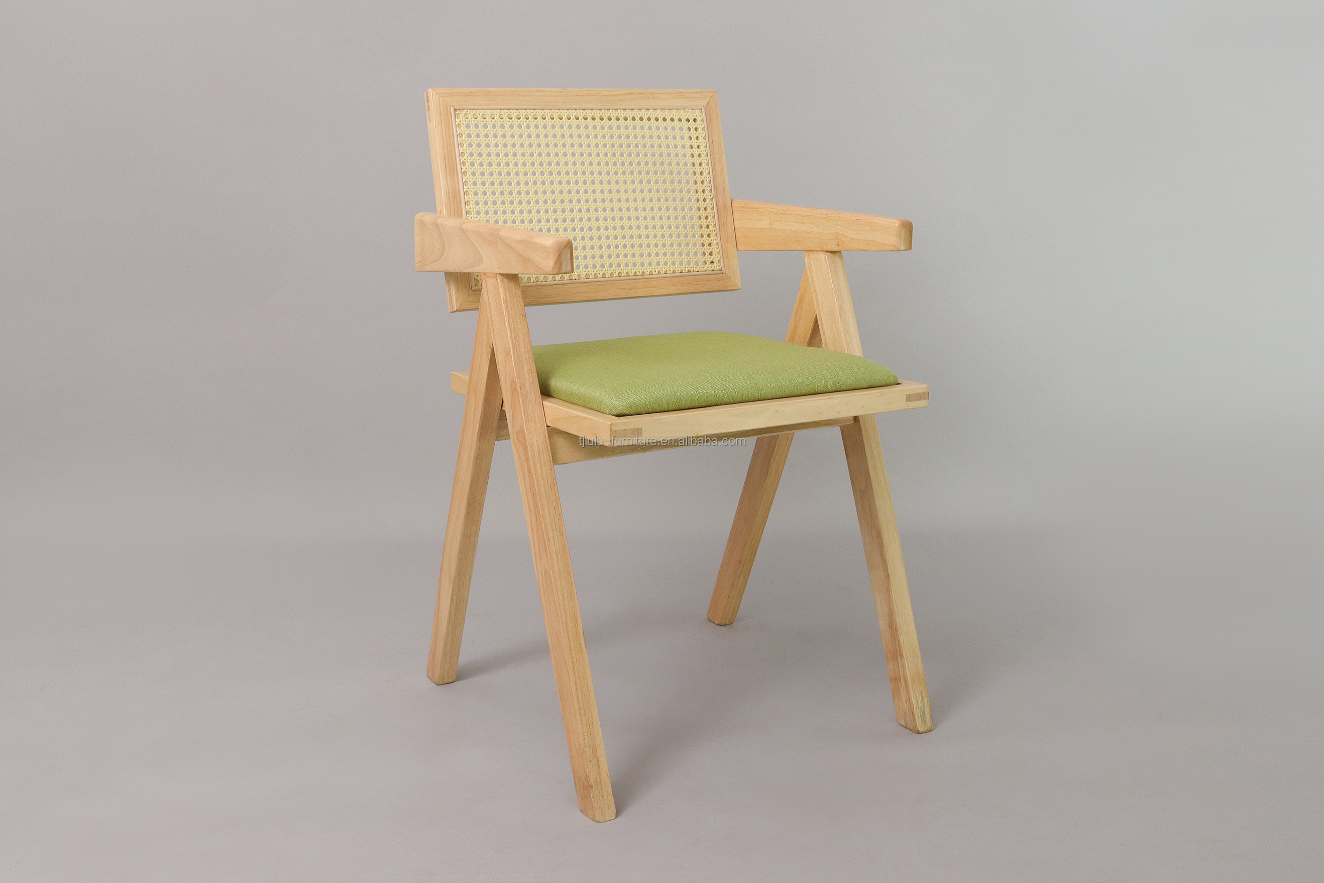 OEM Service W46*D47*H91CM Nordic Wooden Furniture Upholstered Rattan Backrest Solid Wood Dining Chairs for Hotel Restaurant