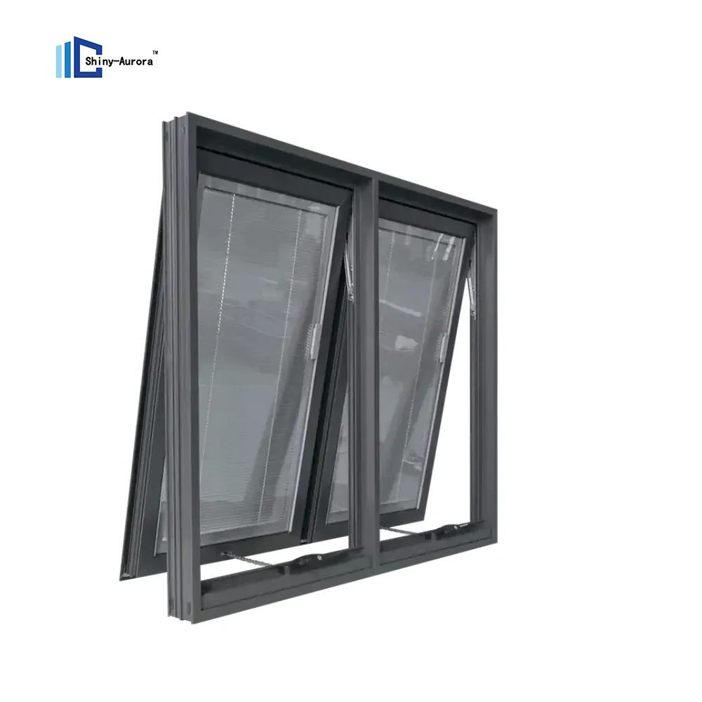 Australian Standard Chain Winder Awning Window Bathroom Awning Type Double Glazed Windows Aluminum Glass Windows