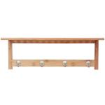 Modern and Functional Solid Bamboo Wooden Bathroom Shelf with 4 Stainless Steel
