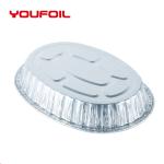 8006 Disposable Oval Aluminum Tray Catering Baking Pan With Plastic Lid