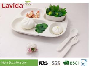China Shatter Proof Square Bamboo Childrens Dinner Set BPA Free With Spoon / Fork factory