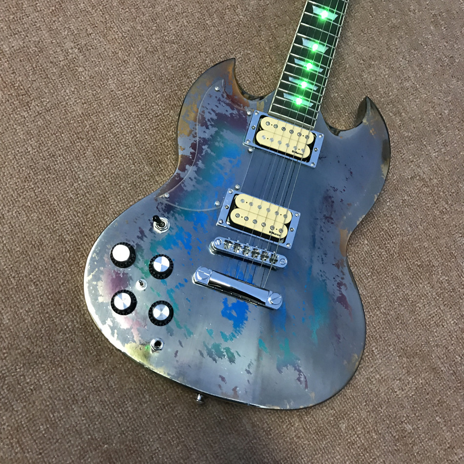 High quality LED light acrylic electric guitar, free shipping