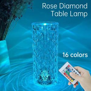 China Modern Three Color RGB Colorful Rose Bedside Table Lamp Touch Control Infinite Dimming factory