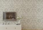 Embossed Victorian Damask Wallpaper , Creamy white Living Room Wallpaper CE