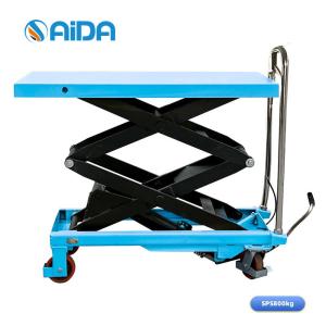 China Durable 800kg Hand Lifter Mobile Tablet Double Scissor Service Weight Lifting platform trolley factory