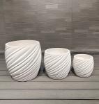Hand Carved Fiber Clay Planter In Smooth Surface For Traditional Elegance