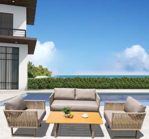 China Waterproof Rattan Modern Outdoor Furniture Corner Sofa Dining Set For Leisure Area factory