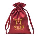 10x15cm Jewelry Drawstring Pouch Promotional Red Satin Bag With Logo Fabric