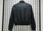Winter Pleather Black Women Pleather Coats Ribbed Collar And Hem XS - XXL Size