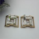 Shoes hardware gold rectangle diamond metal decorative buckles with hanging