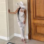 Elegant Womens Party Maxi Dresses All Match Net Yarn Perspective Sleeveless
