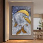 Oil Painting Medium and 6 Color Print Method Used for Hand Painted Goldfish Gold