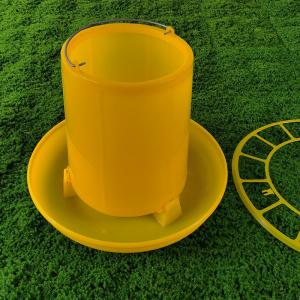 China Heavy Duty Poultry Feed Bucket Large Capacity Red And Yellow Storage Container For Feeding factory