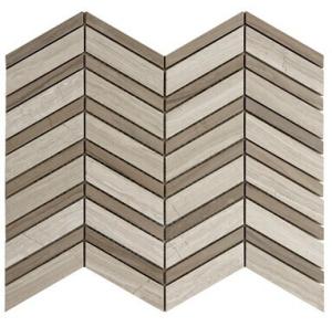 China Herringbone Marble Mosaic Tile Grey White Color With Wooden Grain factory