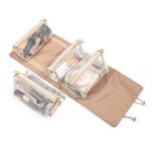 China Cheapest 4PCS in 1 Cosmetic Bag For Women Zipper Mesh Separable Cosmetics Pouch Ladies Foldable Nylon Bag Rope Makeup Bag factory