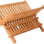 Compact Collapsible Wooden Plate Rack Kitchen Bamboo Dish Drying Rack