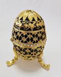 Decorative Earring Ring Trinket Holder Box Hand Painted Faberge Egg Style Hinged