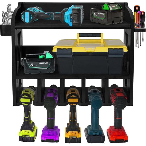 China Garage Cordless Power Tool Pegboard Hook Organizer with 2 Shelf Cordless Drill Storage factory