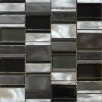 Black clear glass mix metal mosaic brush finished for silent decoration