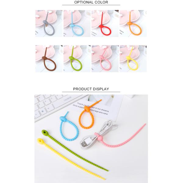 Reusable Silicone Cable Ties , Tidy Wire Cord Lead Organizer