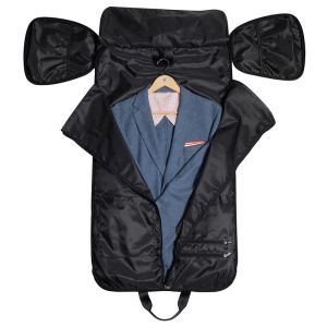 China Black Garment Weekender Bag With Detachable Adjustable Shoulder Strap on sale