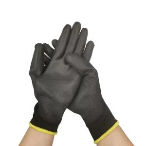China Wholesale Polyurethane Coating Polyester Protection Gloves 13G Nylon Safety Hand PU Palm Coated Garden Work Gloves factory
