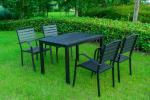 5 Pieces Extendable Modern Black China Manufacturer Wood Metal Chairs Patio