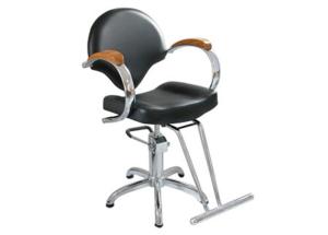 China 5 Stars Base Salon Hair Styling Chairs Chrome Armrest With Wood Materials factory